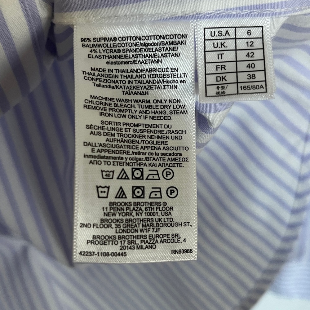 Brooks Brothers Non-Iron Bengal Stripe Dress Shirt Size 6 - Picture 4 of 6